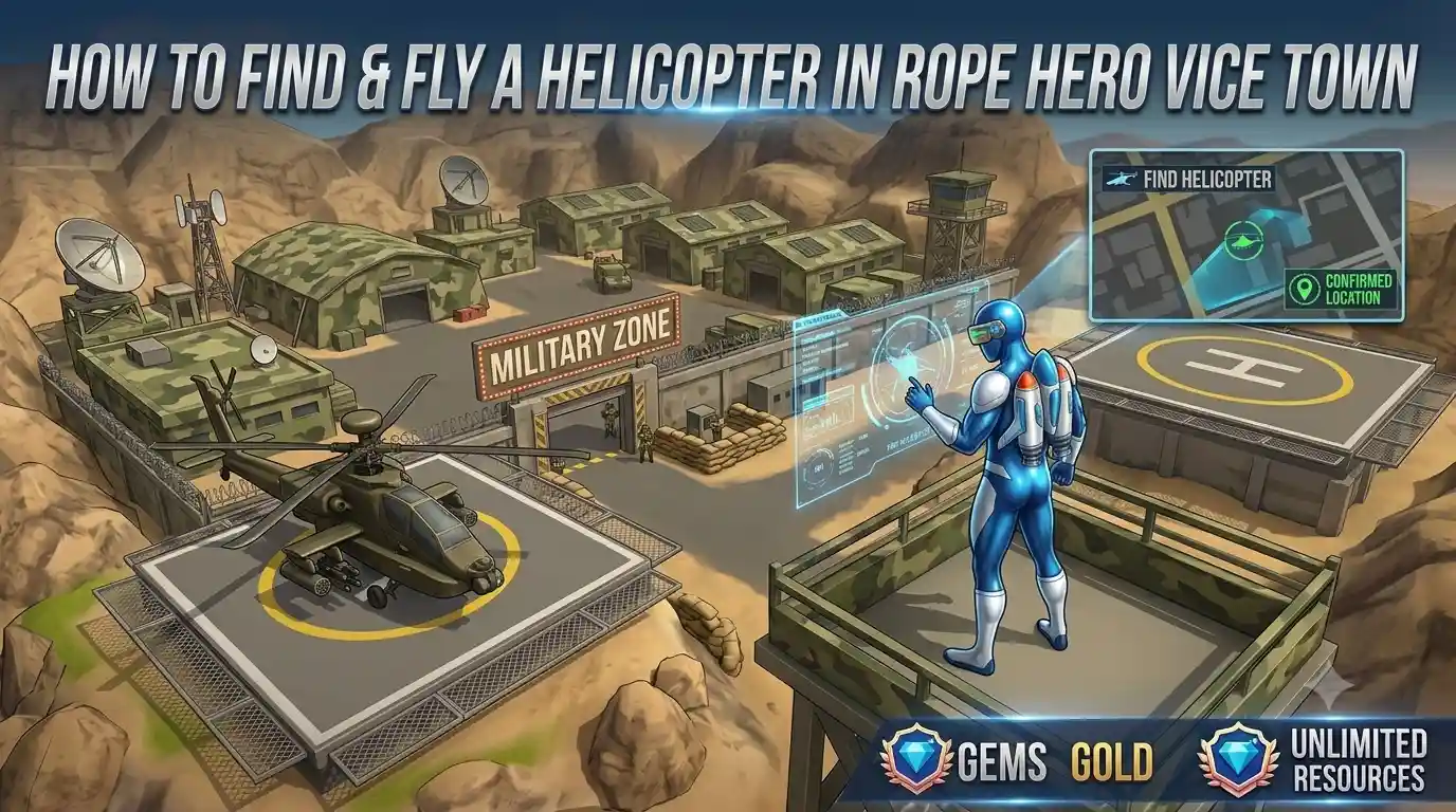 How to Find & Fly a Helicopter in Rope Hero Vice Town